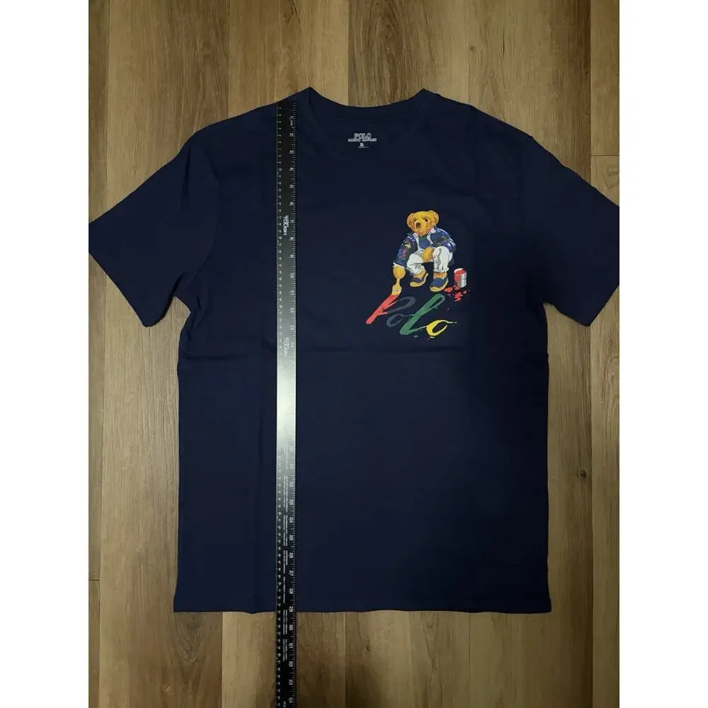 Polo Ralph Lauren Bear Shirt Mens XL Navy Blue Painter Paint Graphic Tee⁠